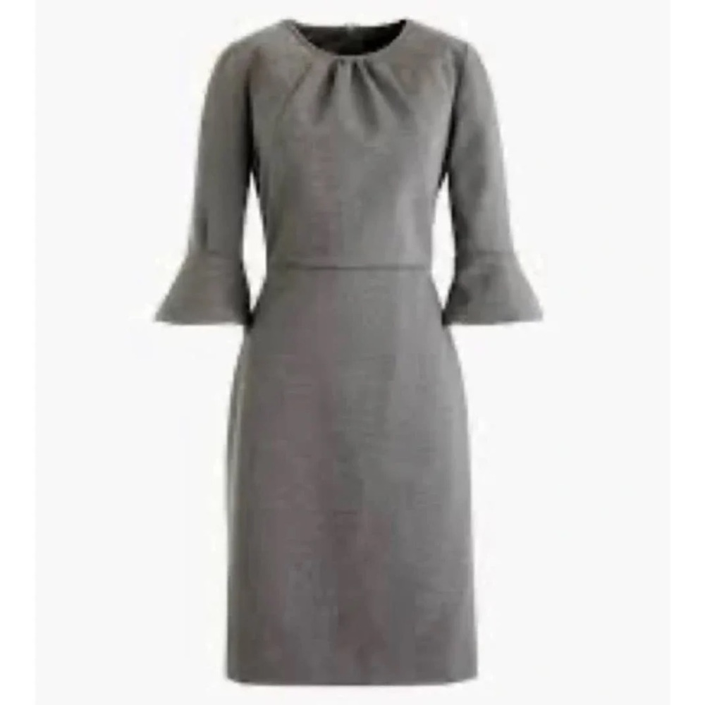 EUC J. Crew Womens 4 Tall Ponte Sheath Dress, Gray, 3/4 Bell Sleeve